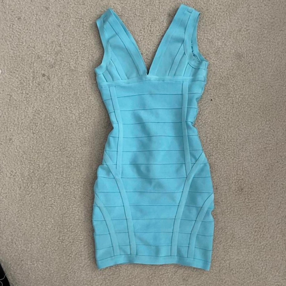 Celebrity style blue dress